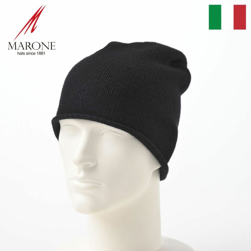 帽子 ニット帽 MARONE（マローネ） Cashmere Single Knit Cap（カシミヤ シングル ニット キャップ） 83991 ブラック
