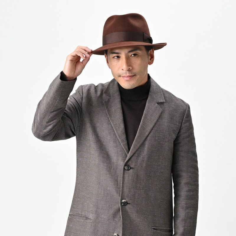 レッターのフェルトハット Fur Felt Fedora（ファーフェルト フェドラ） ブラウン