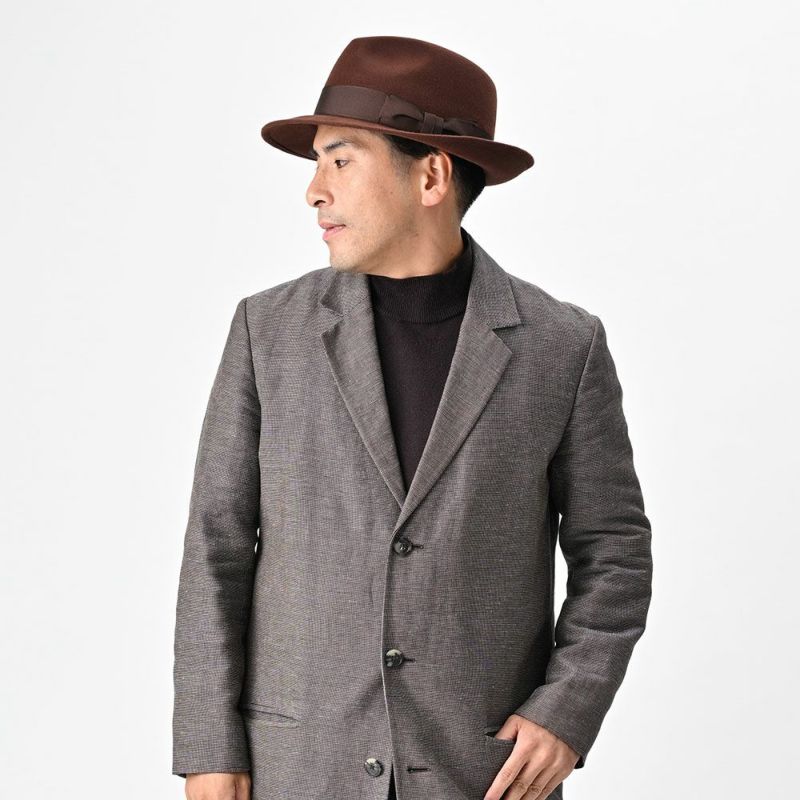 レッターのフェルトハット Fur Felt Fedora（ファーフェルト フェドラ） ブラウン