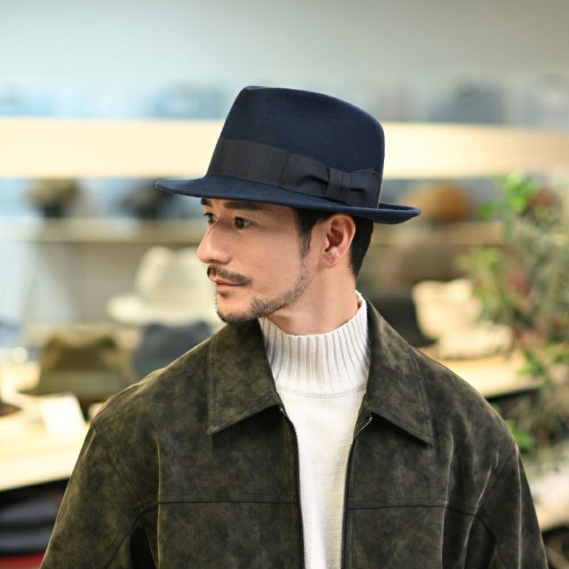 レッターのフェルトハット Wool Fedora（ウールフェドラ） ネイビー
