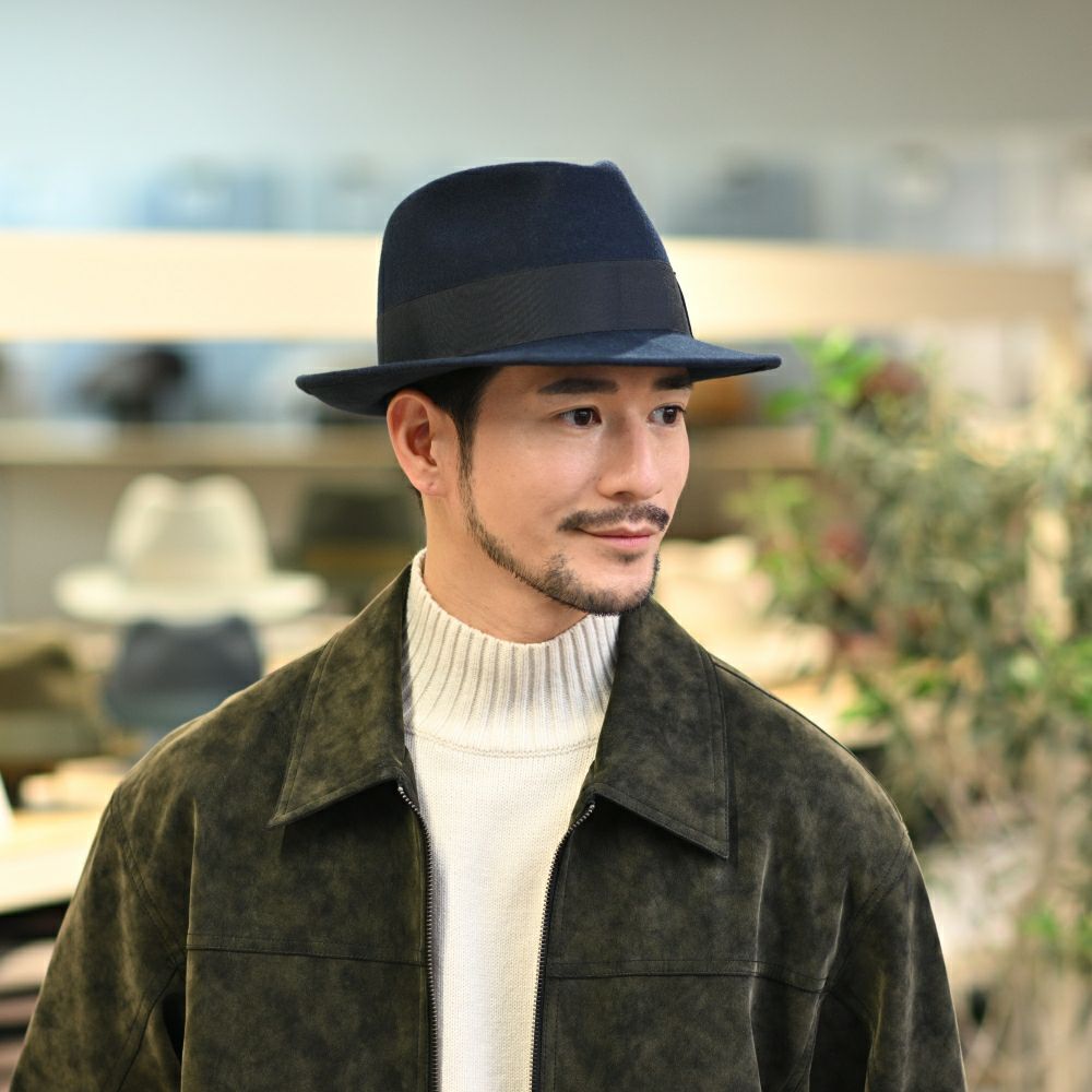★限定出品★ TENDERLOIN ハット フェルト フランネル チャコール L レッター フェルトハット Wool Fedora（ウールフェドラ） ネイビー
