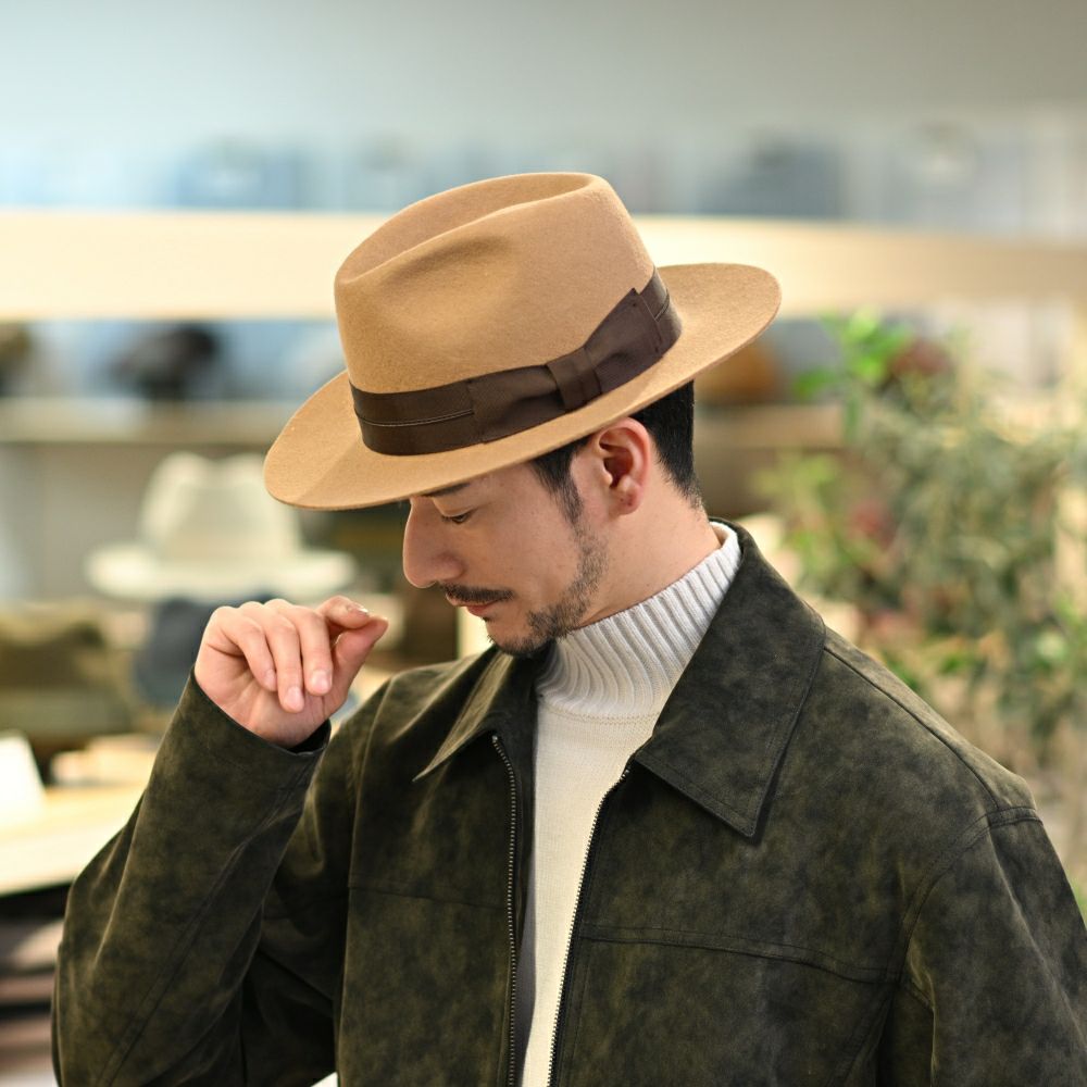 レッターのフェルトハット Wool Flat（ウールフラット） キャメル