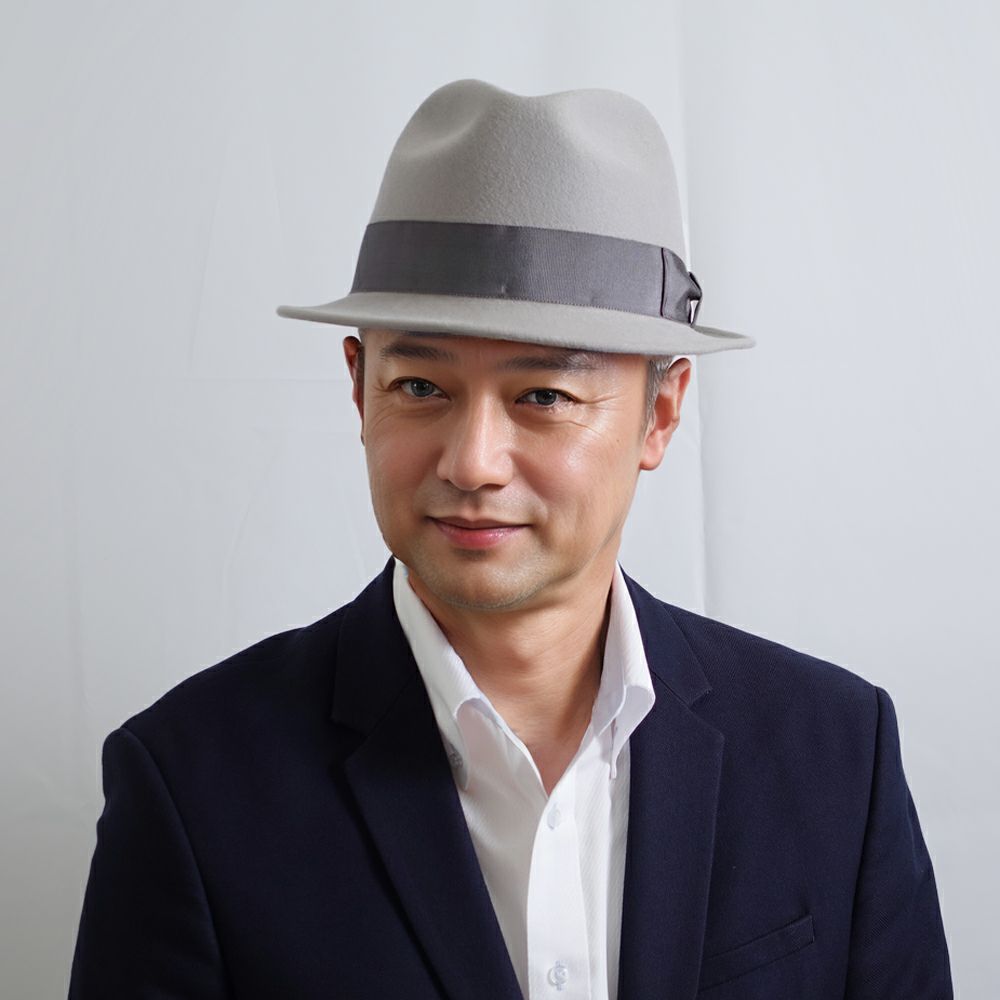 宮内庁御用達 アキオヒラタ フェルトハット×ベルベットリボン フランス製 ノックス フェルトハット Rabbit Fur Fedora Hat（ラビットファー