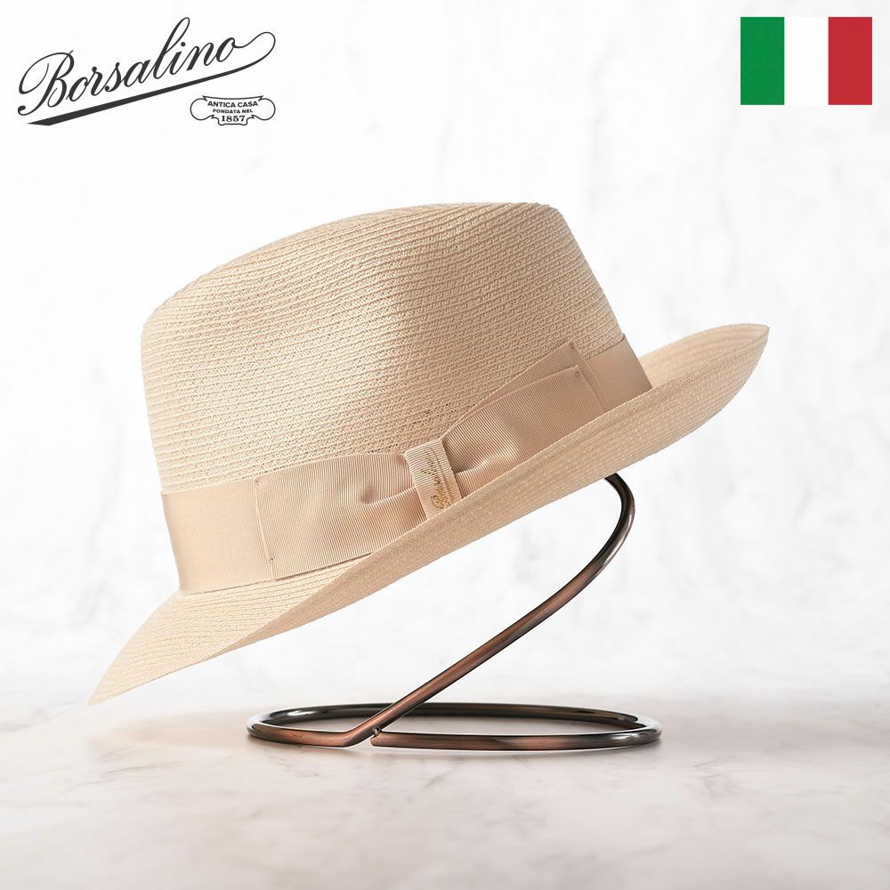 Borsalino 中折ハット フェルト グリーン リボン - 帽子