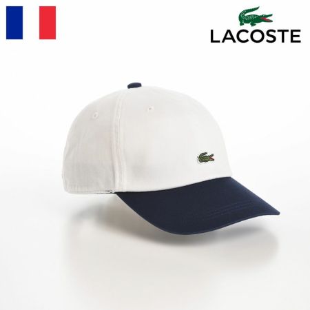 ラコステのキャップ野球帽 ONE POINT BICOLOR CAP（ワンポイントバイカラーキャップ） L1272 ホワイト