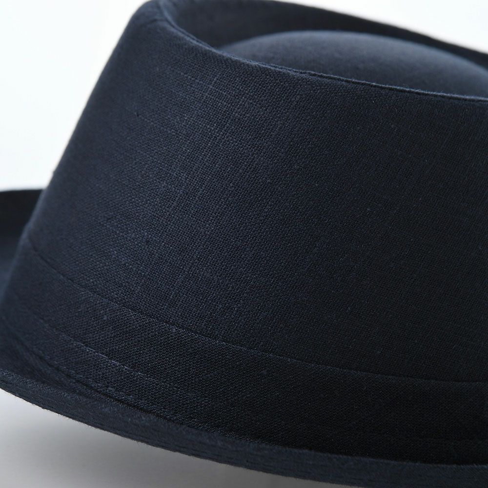 マローネのソフトハット Porkpie Linen（ポークパイ リネン） MT306 ネイビー