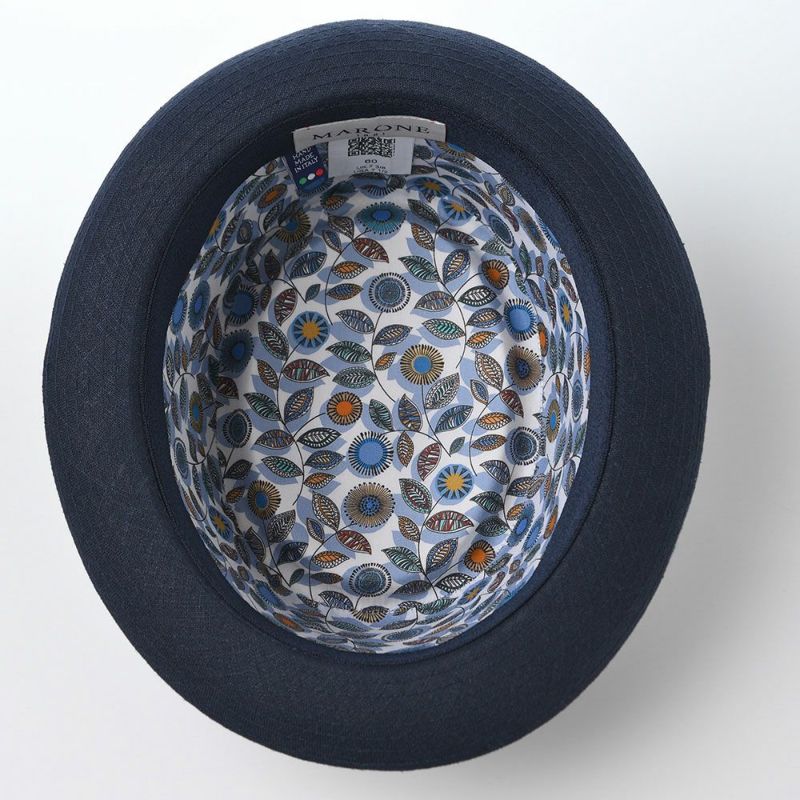マローネのソフトハット Porkpie Linen（ポークパイ リネン） MT306 ネイビー