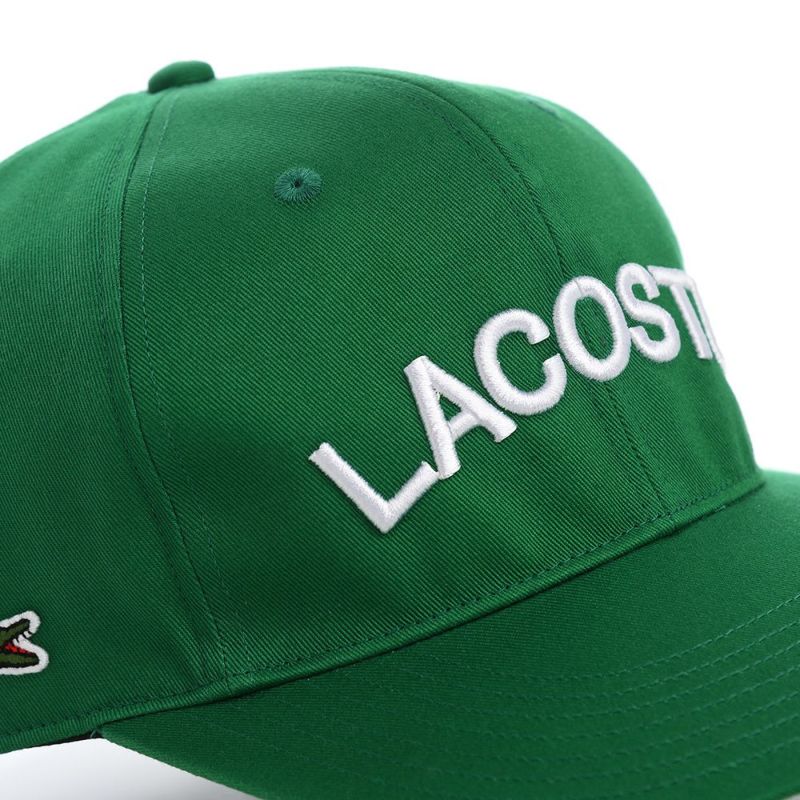 ラコステのキャップ ARCH LOGO FLAT VISOR CAP（アーチロゴフラットバイザーキャップ） L1273 グリーン