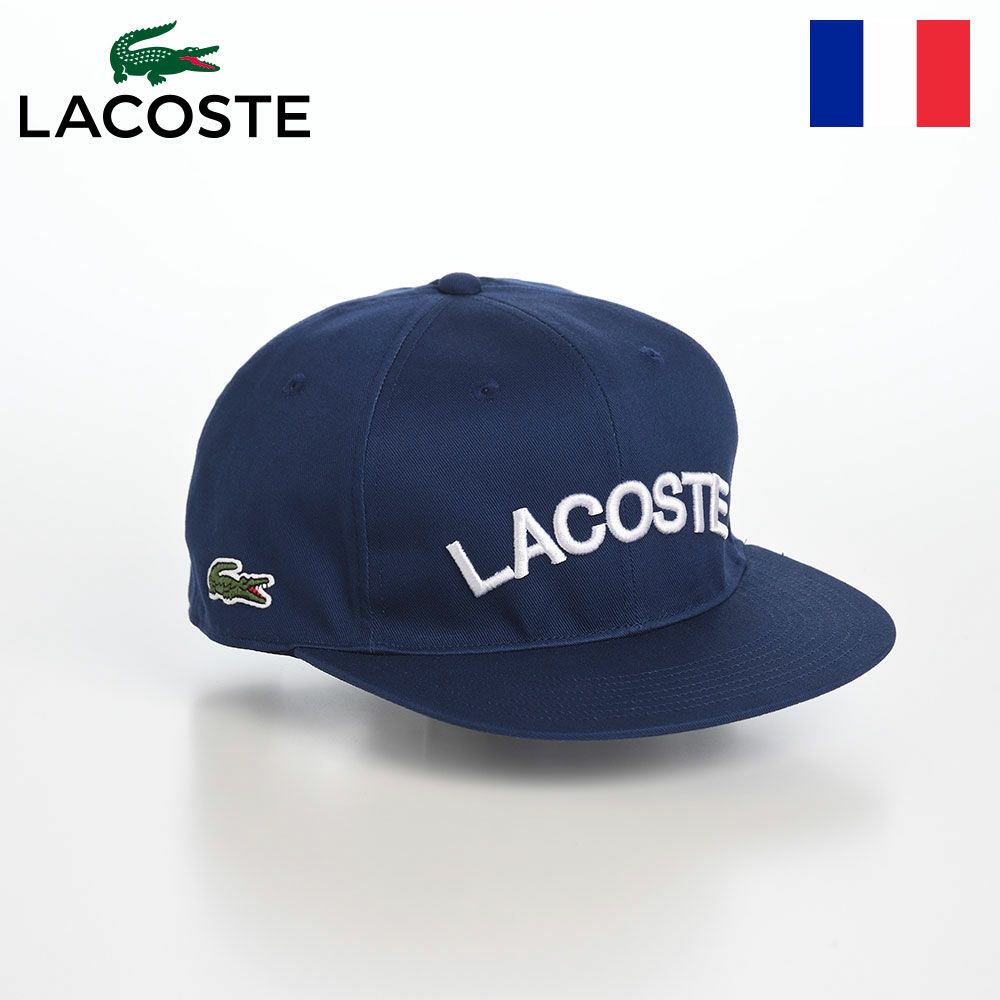 ラコステのキャップ ARCH LOGO FLAT VISOR CAP（アーチロゴフラットバイザーキャップ） L1273 ネイビー