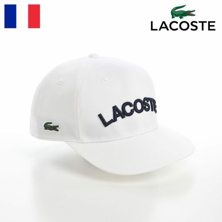 ラコステのキャップ ARCH LOGO FLAT VISOR CAP（アーチロゴフラットバイザーキャップ） L1273 ホワイト