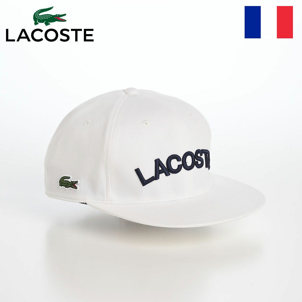 ラコステのキャップ ARCH LOGO FLAT VISOR CAP（アーチロゴフラットバイザーキャップ） L1273 ホワイト