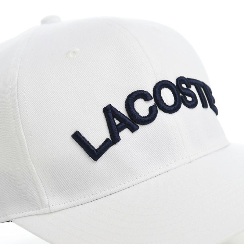 ラコステのキャップ ARCH LOGO FLAT VISOR CAP（アーチロゴフラットバイザーキャップ） L1273 ホワイト