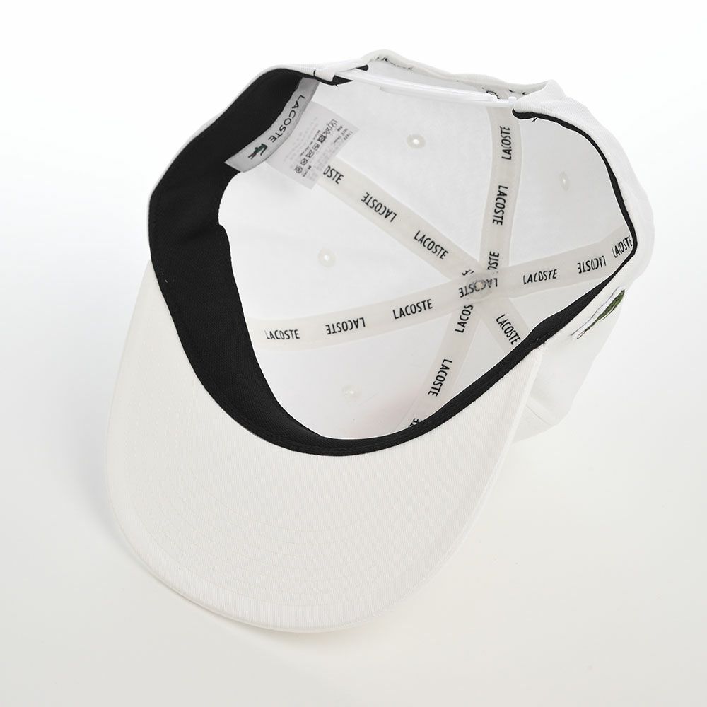 ラコステのキャップ ARCH LOGO FLAT VISOR CAP（アーチロゴフラットバイザーキャップ） L1273 ホワイト