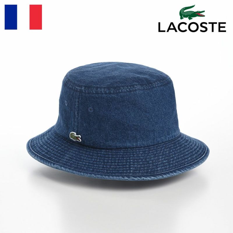 ラコステのバケットハット ONE POINT DENIM BUCKET HAT（ワンポイントデニムバケットハット） L1262 ブルー