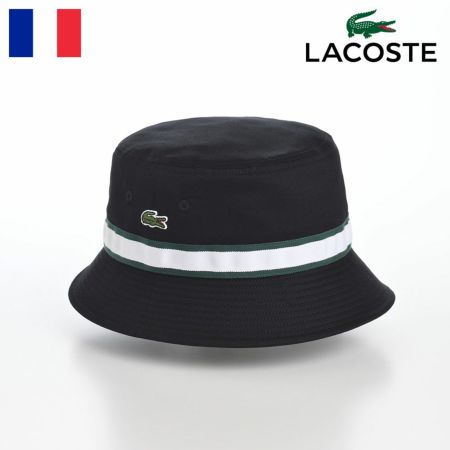 ラコステのバケットハット LINE BUCKET HAT（ラインバケットハット） L1266 ブラック