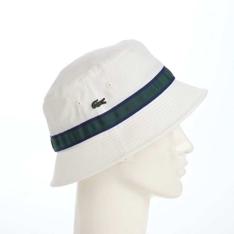 ラコステのバケットハット LINE BUCKET HAT（ラインバケットハット） L1266 ホワイト