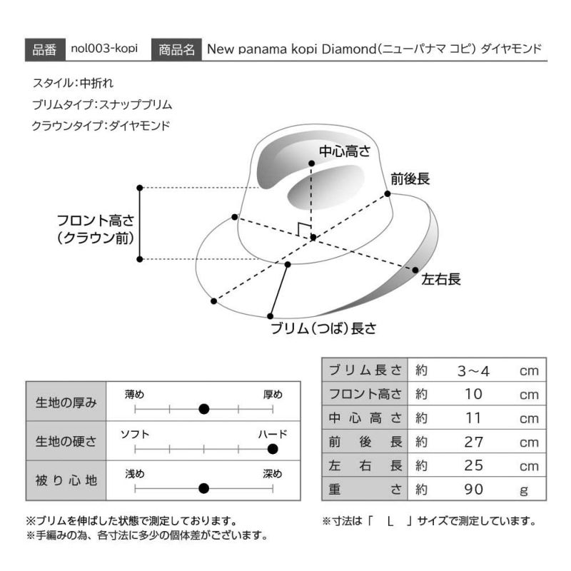 ノルのストローハット New panama kopi Diamond（ニューパナマ コピ） ダイヤモンド