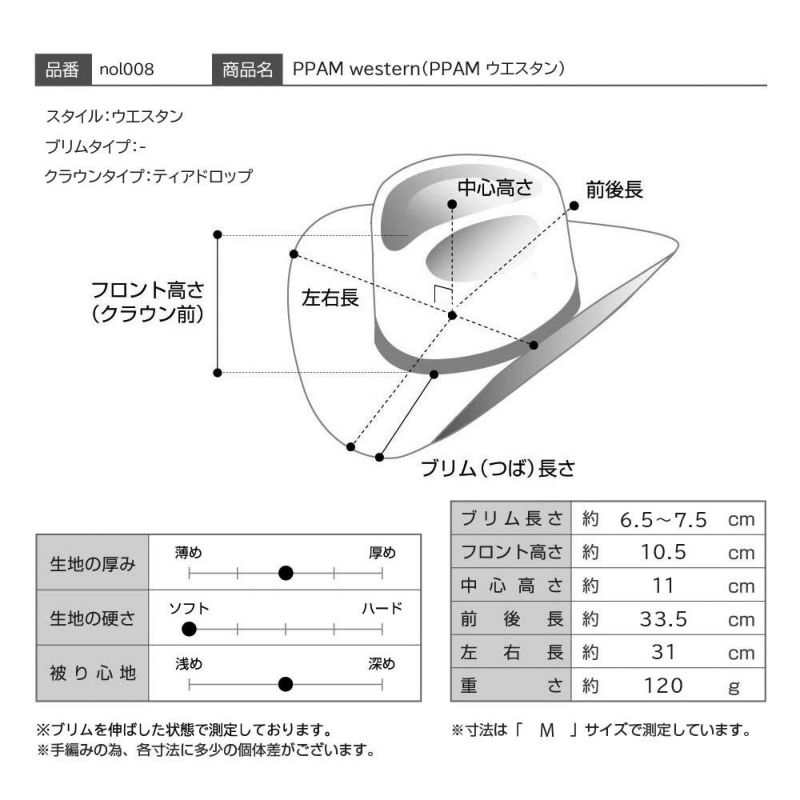 ノルのストローハット PPAM western（PPAM ウエスタン） グレー