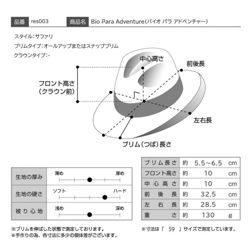 レッターのソフトハット Bio Para Adventure（バイオ パラ アドベンチャー） ブラック