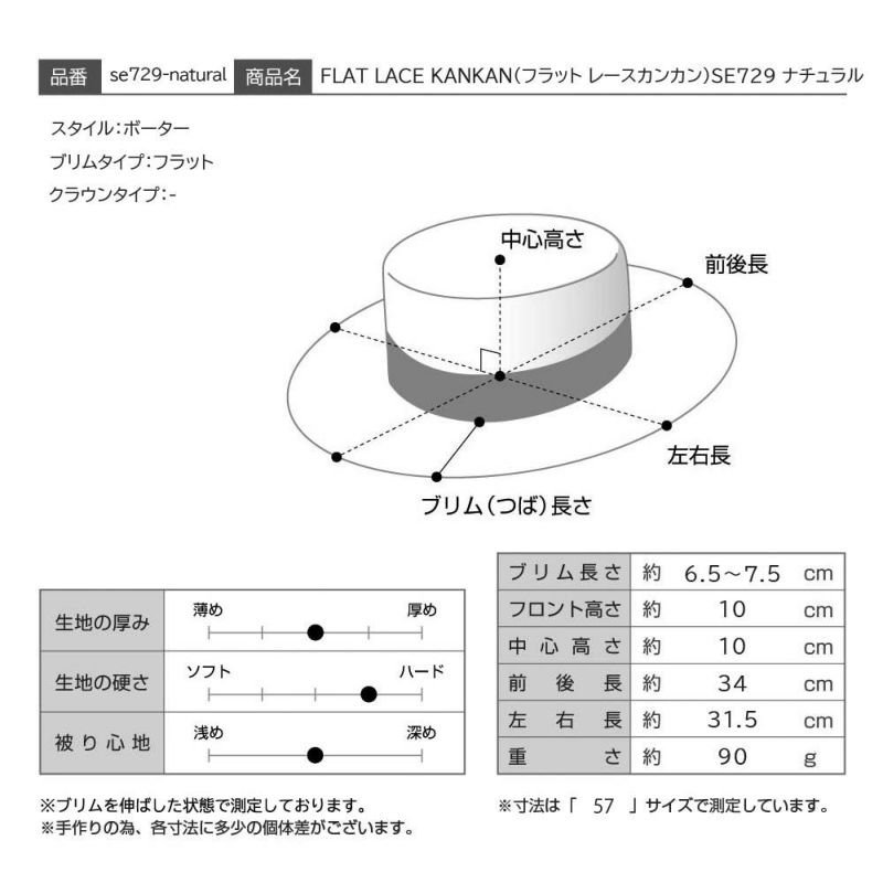 ステットソンのパナマハット FLAT LACE KANKAN（フラット レースカンカン）SE729 ナチュラル