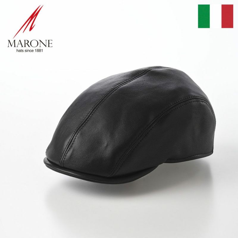 帽子 ハンチング MARONE（マローネ） Four Panel Berretto Lambskin（フォーパネルベレット ラムスキン） BN14023 ブラック