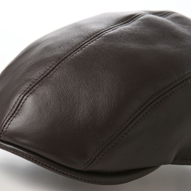 マローネのハンチング Four Panel Berretto Lambskin（フォーパネルベレット ラムスキン） BN14023 ダークブラウン