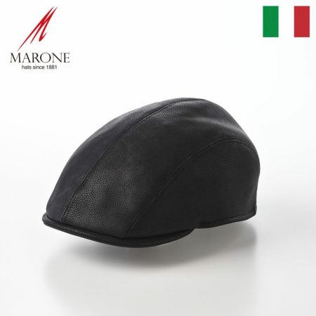 マローネのハンチング Four Panel Berretto Calf Leather（フォーパネルベレット カーフレザー） BN13823 ブラック
