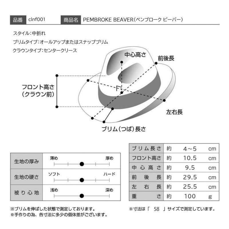 クリスティーズ ロンドンのフェルトハット PEMBROKE BEAVER（ペンブローク ビーバー） プティ