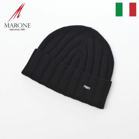 マローネのニット帽 Cashmere Vertical Knit Cap（カシミヤ バーチカル ニット キャップ） 84192 ブラック