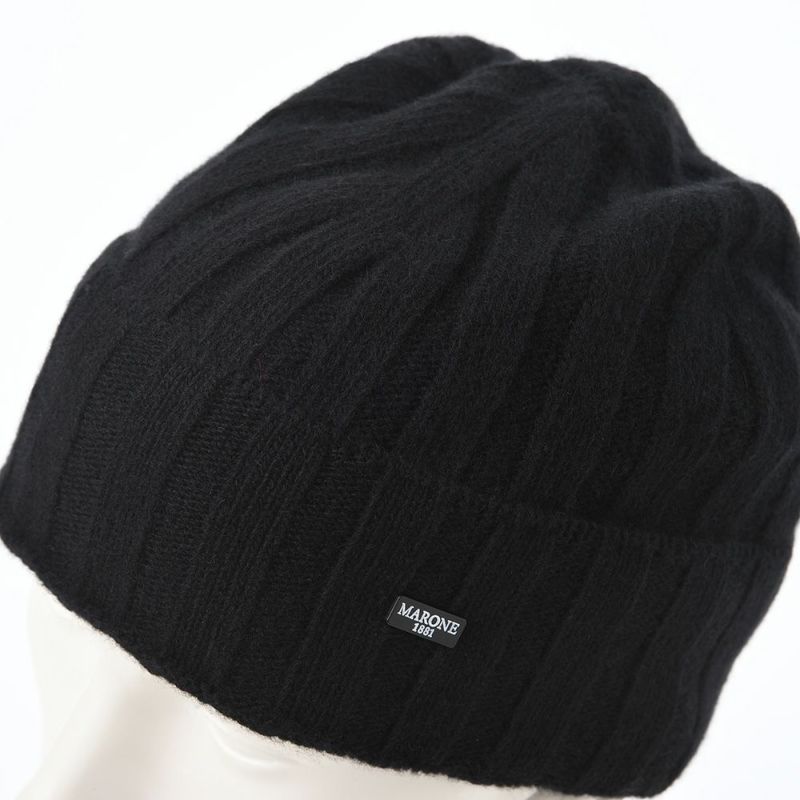 マローネのニット帽 Cashmere Vertical Knit Cap（カシミヤ バーチカル ニット キャップ） 84192 ブラック