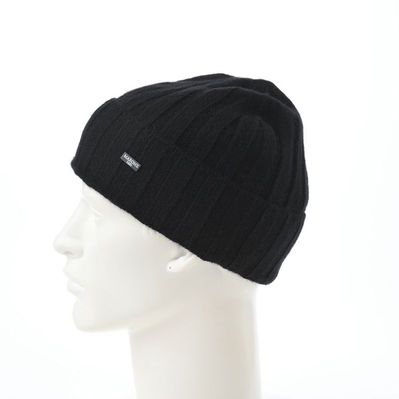 マローネのニット帽 Cashmere Vertical Knit Cap（カシミヤ バーチカル ニット キャップ） 84192 ブラック