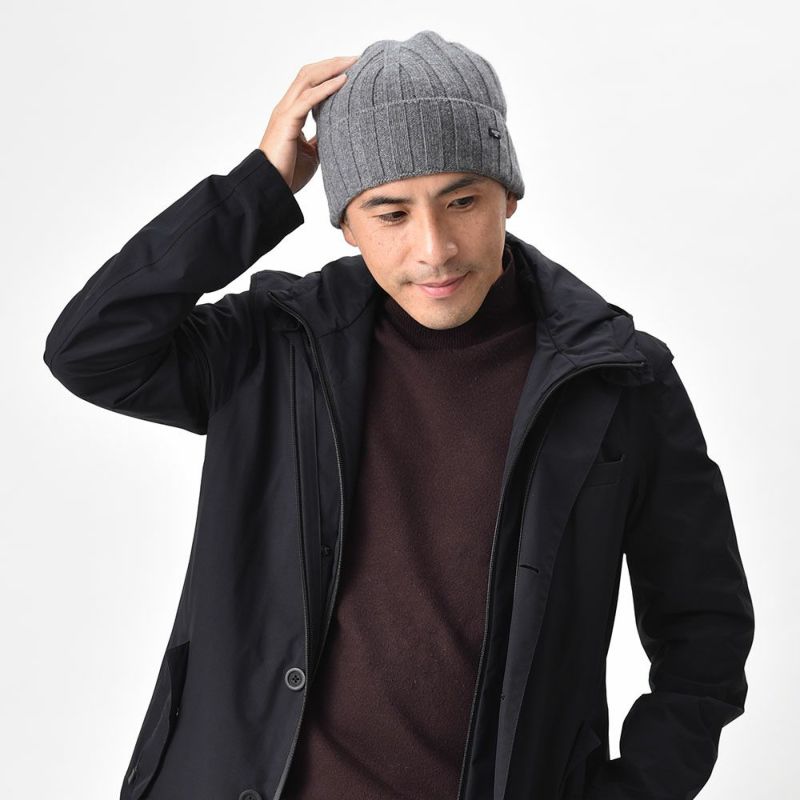 マローネのニット帽 Cashmere Vertical Knit Cap（カシミヤ バーチカル ニット キャップ） 84192 グレー