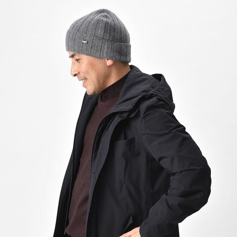 マローネのニット帽 Cashmere Vertical Knit Cap（カシミヤ バーチカル ニット キャップ） 84192 グレー