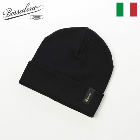 ボルサリーノのニット帽 Virgin Wool Beanie（バージンウール ビーニー） 130356 ブラック