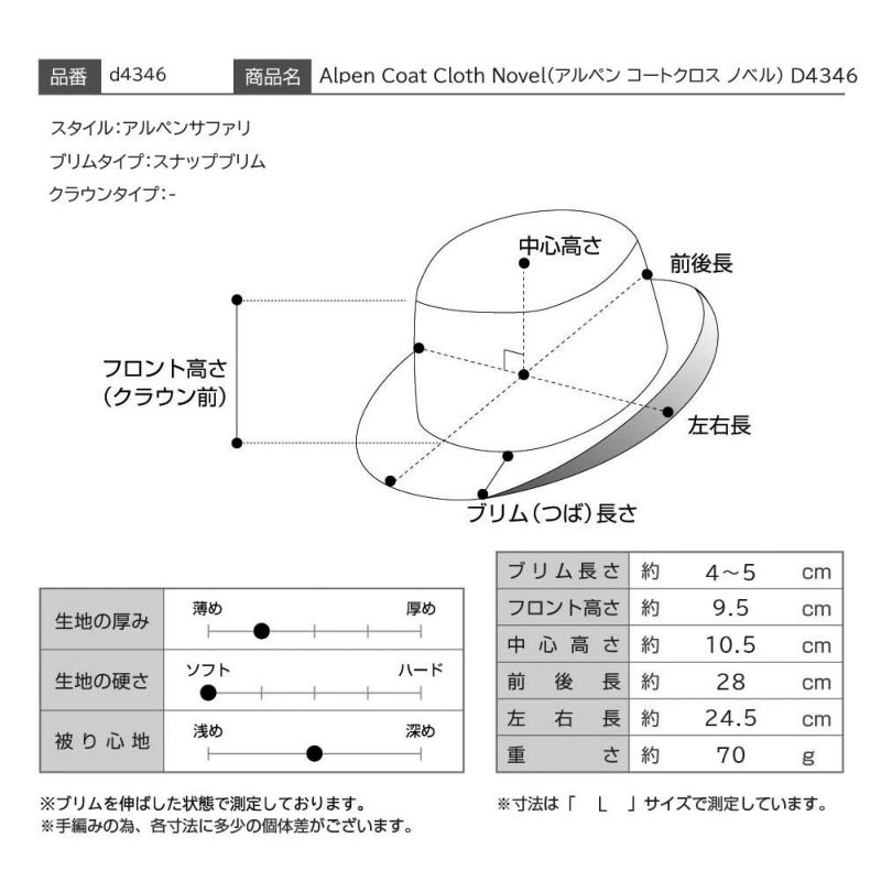 ダックスのアルペンハット Alpen Coat Cloth Novel（アルペン コートクロス ノベル） D4346 ベージュ