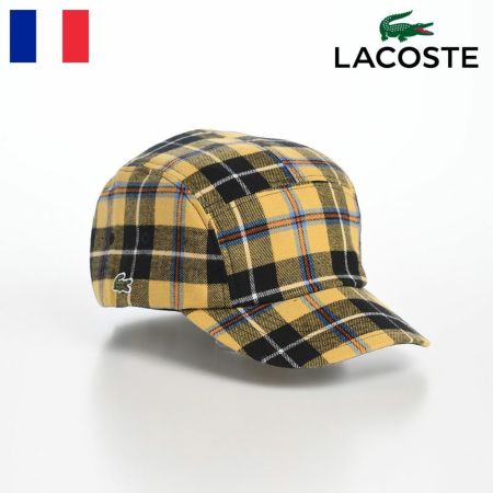 ラコステのキャップ TARTAN CHECK JET CAP（タータンチェックジェットキャップ） L1294 イエロー