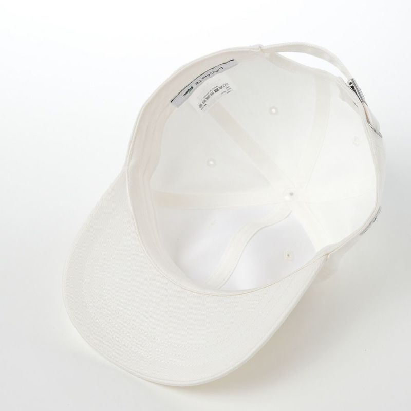 ラコステのキャップ ONE TONE SIDE WANI CAP（ワントーンサイドワニキャップ） L1295 ホワイト