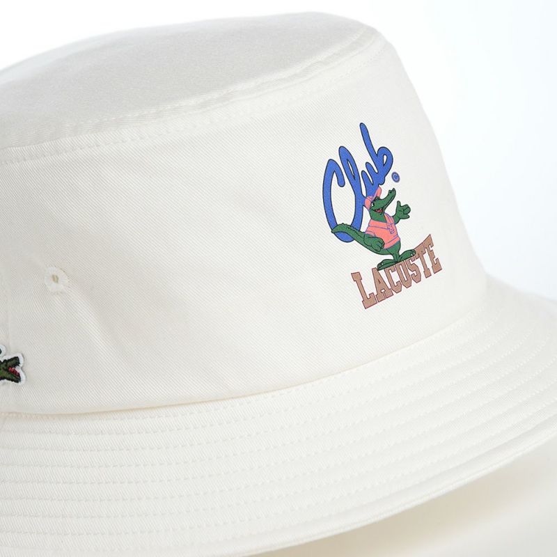 ラコステのバケットハット ANIMATION BUCKET HAT（アニメーションバケットハット） L1293 ホワイト