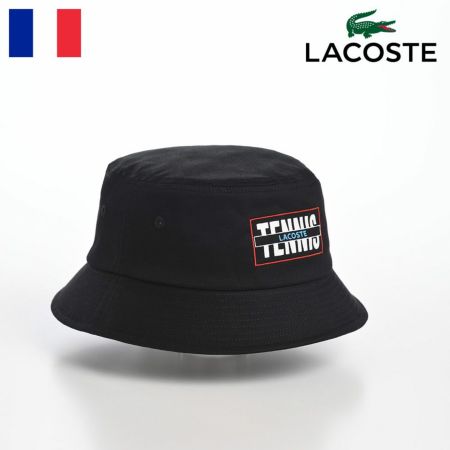 ラコステのバケットハット TENNIS GRAPHIC TWILL BUCKET HAT（テニスグラフィックツイルバケットハット） L7127 ブラック