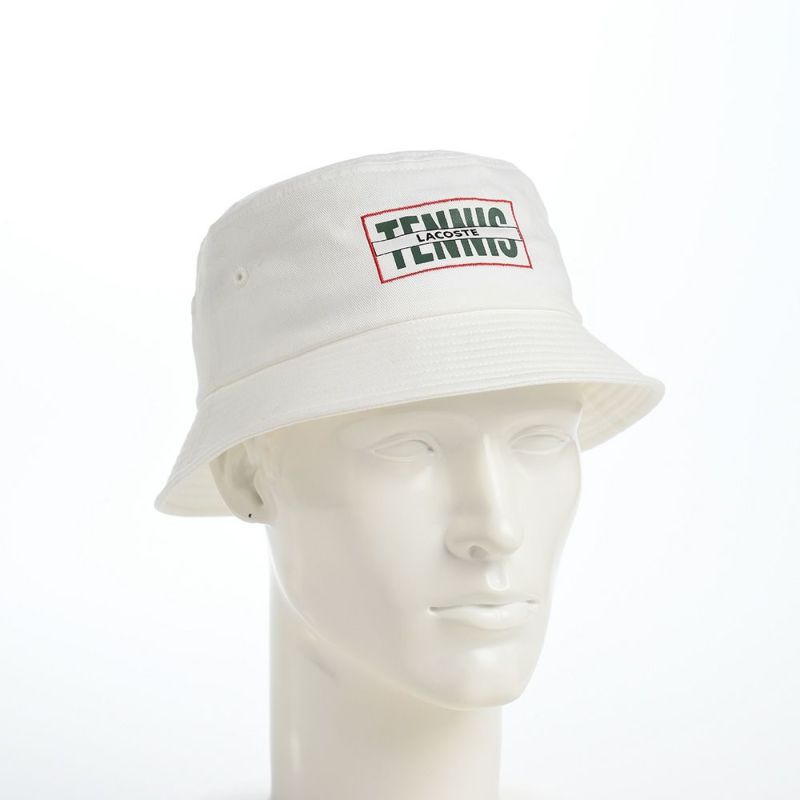 ラコステのバケットハット TENNIS GRAPHIC TWILL BUCKET HAT（テニスグラフィックツイルバケットハット） L7127 ホワイト