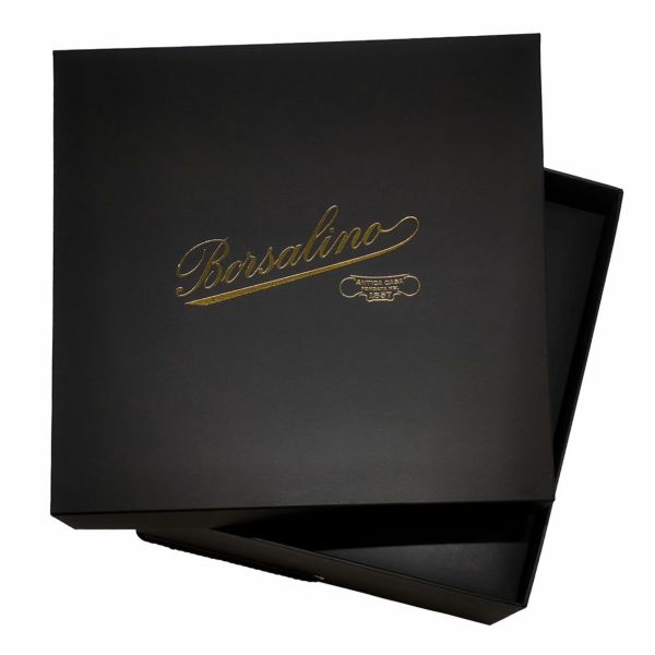 Borsalino 黒 ハット ボックス付き Borsalino ボルサリーノ QS ファー フェルト ハット Qualita