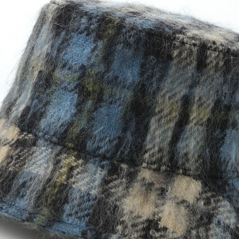 アンソニーペトのバケットハット SUPERBOB MOHAIR TARTAN（スーパーボブ モヘヤタータン） ブルー