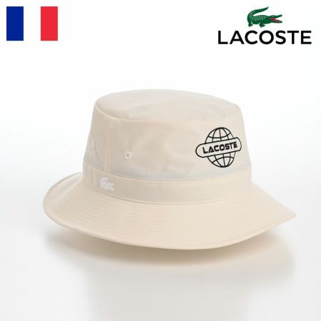 ラコステのバケットハット GLOBE BALL LOGO BUCKET HAT（グローブボールロゴバケットハット） L1287 ホワイト