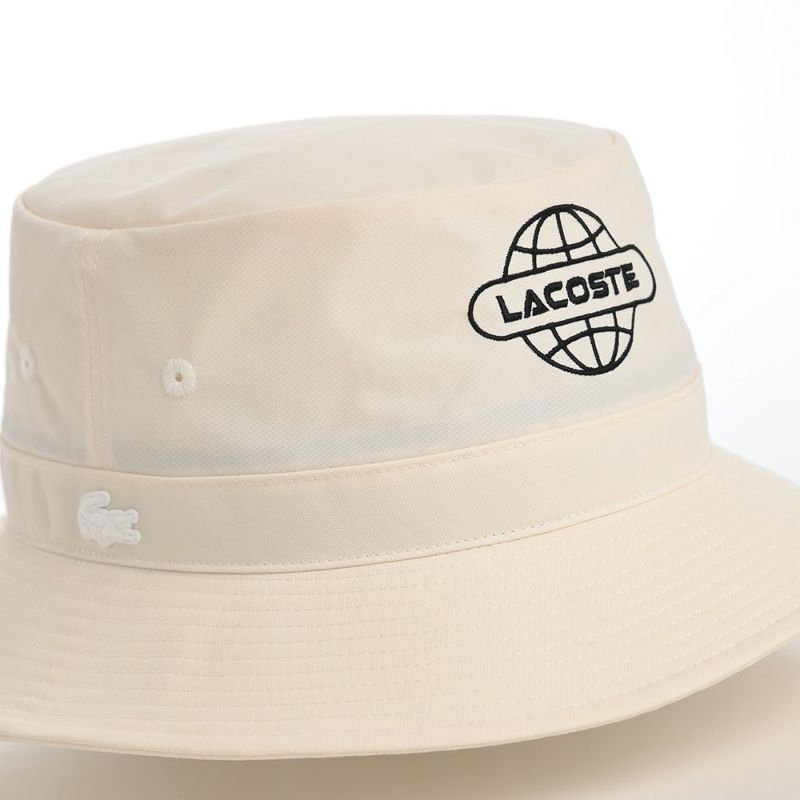 ラコステのバケットハット GLOBE BALL LOGO BUCKET HAT（グローブボールロゴバケットハット） L1287 ホワイト