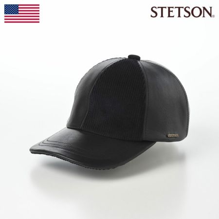 ステットソンのキャップ野球帽 LEATHER PATCHWORK CAP（レザー パッチワーク キャップ） SE739 ブラック