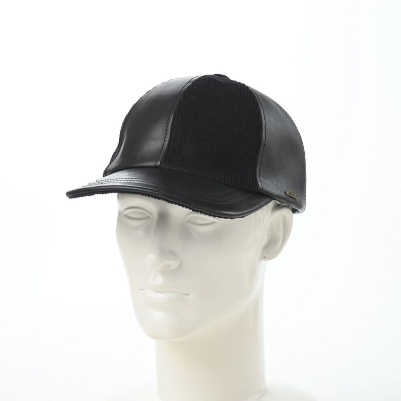 ステットソンのキャップ LEATHER PATCHWORK CAP（レザー パッチワーク キャップ） SE739 ブラック