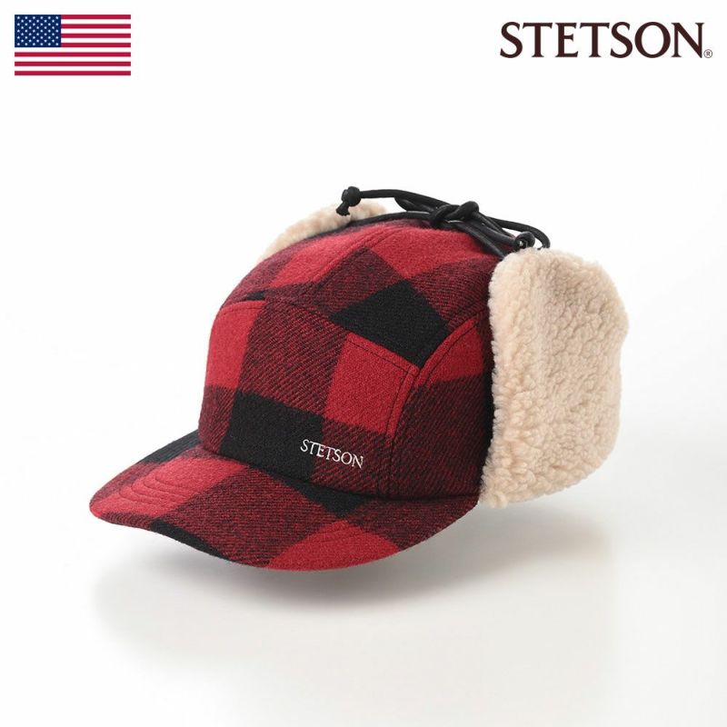 ステットソンのフライトキャップ ROBROY TARTAN PILOT CAP（ロブロイ タータン パイロットキャップ） SE749 レッド