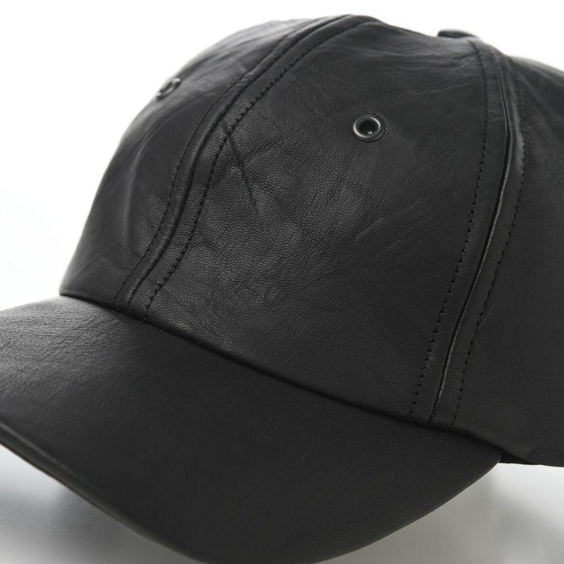 クラウンキャップのキャップ Lambleather Baseball Cap（ラムレザー ベースボールキャップ） ブラック