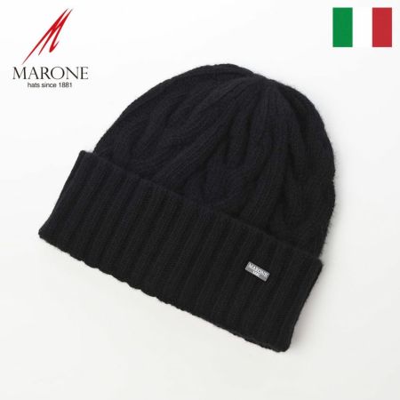 マローネのニット帽 Cashmere Cable Knit Cap（カシミヤ ケーブル ニット キャップ） 84195 ブラック