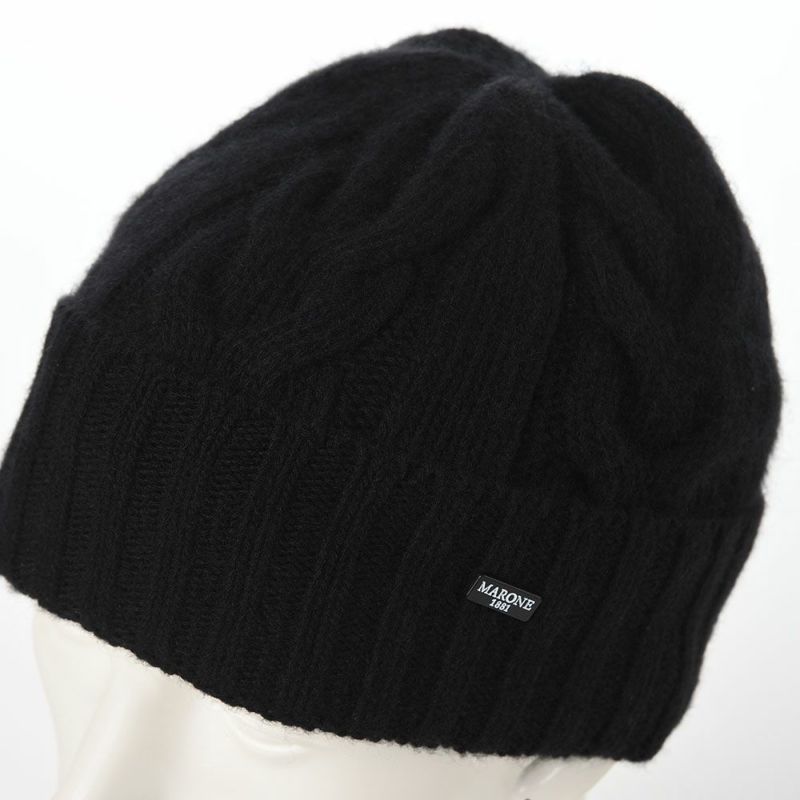 マローネのニット帽 Cashmere Cable Knit Cap（カシミヤ ケーブル ニット キャップ） 84195 ブラック